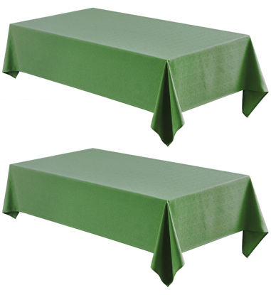 Picture of Veblandy 2 Pack Rectangle Tablecloth, 60x120 inch, Water Resistant Wrinkle Free Linen Textured Table Cloth Washable, Decorative Fabric Table Cover for Dining, Party and Camping, Green