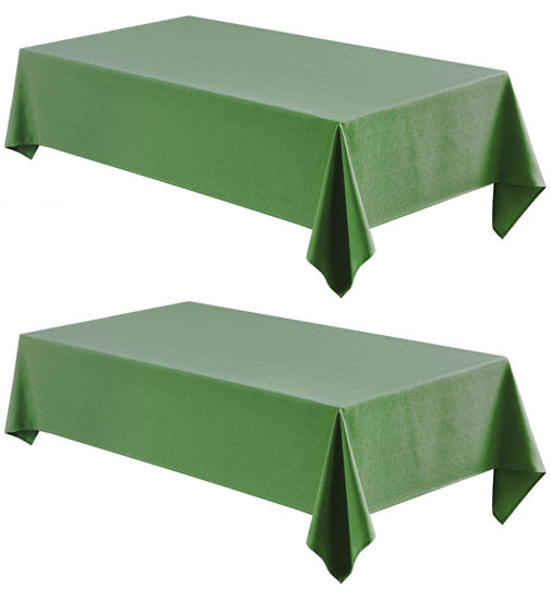 Picture of Veblandy 2 Pack Rectangle Tablecloth, 60x120 inch, Water Resistant Wrinkle Free Linen Textured Table Cloth Washable, Decorative Fabric Table Cover for Dining, Party and Camping, Green