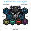 Picture of Electronic Drum Set，Marrilley 9 Drum Pad With Headphone Jack,Bigger Roll-up Drum Pad, Built-in Dual Stereo Speakers, Drum Sticks, Foot Pedals 10 Hours Playtime,Ideal Christmas Holiday Gift for Kids