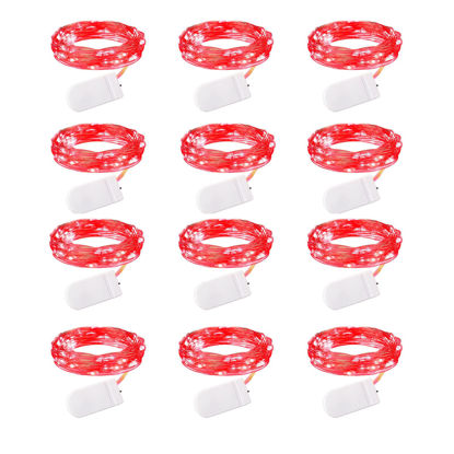 Picture of Brightown 12 Pack LED Fairy Lights, Waterproof, Red, 7 Feet, 20 LEDs, Battery Operated, Flexible Silver Wire, Safe, Energy Saving, Long-Lasting, Indoor and Outdoor Use