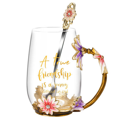 Picture of OEAGO Friendship Gifts for Women Best Tea Cup Friend Gifts for Women Flower Coffee Mug Christmas Birthday Gifts for Female Coworker
