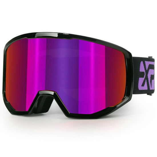 Picture of EXP VISION Ski/Snowboard Goggles for Men Women, OTG Snow Goggles Anti Fog UV Protection (Black Frame Burgundy)
