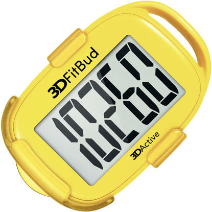 Picture of 3DFitBud Simple Step Counter Walking 3D Pedometer with Clip & Lanyard - A420S - Yellow