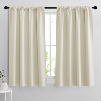 Picture of RYB HOME Blackout Curtains for Living Room Thermal Insulated Privacy Solar Drapes for Kids Bedroom Cafe Bathroom, 42 inch Width x 54 inch Length, Beige, 2 Panels