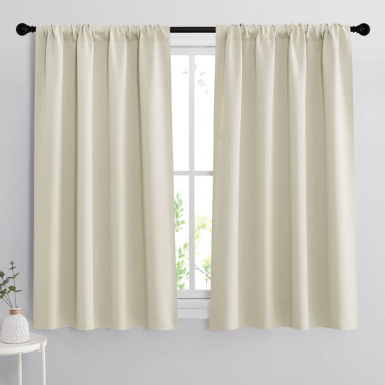 Picture of RYB HOME Blackout Curtains for Living Room Thermal Insulated Privacy Solar Drapes for Kids Bedroom Cafe Bathroom, 42 inch Width x 54 inch Length, Beige, 2 Panels
