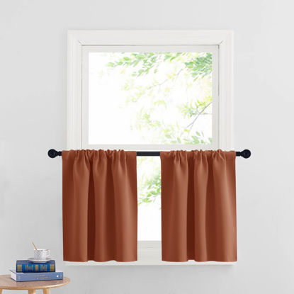 Picture of RYB HOME RV Curtains Blackout - Thermal Insulating Privacy Door Windows Camper Curtains for Kids Nursery RV Bunk Bedroom Windows Bathroom, Width 29 x Length 24, Burnt Orange, 2 Pcs