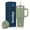 Picture of Konokyo 30 oz Tumbler with Handle and 2 Straws,2 in 1 Lid Insulated Water Bottle Stainless Steel Travel Coffee Mug,Army Green
