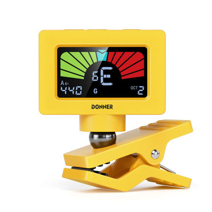 Picture of Donner Guitar Tuner Clip On Magnetic Guitar Tuner with Color LCD Display for Acoustic/Electric Guitar Ukulele Bass Violin Banjo Tuning DT-10 -Yellow