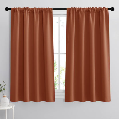 Picture of RYB HOME Room Darkening Curtains 54 inches Length, Blackout Window Curtains Drapes Energy Efficient Covering for Bedroom Dorm Glass Door, W 42 x L 54 inch, 2 Panels, Burnt Orange