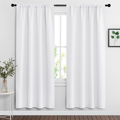 Picture of RYB HOME Window Decor Kitchen Curtain Drapes - 50% Blackout Thermal Insulated Curtains Set Rod Pocket Energy Saving for Bedroom Kitchen Livingroom Dining, 42 Wide x 72 Long, Pure White, 2 Panels