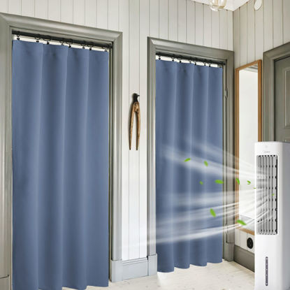 Picture of RYB HOME Blackout Curtains 84 inches Length - Thermal Inslulating Privacy Window Curtains & Drapes for Bedroom, 42 inches Wide x 84 inches Long, Stone Blue, 1 Pair