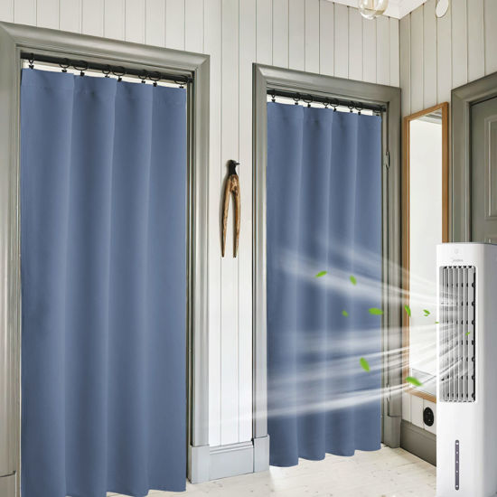 Picture of RYB HOME Blackout Curtains 84 inches Length - Thermal Inslulating Privacy Window Curtains & Drapes for Bedroom, 42 inches Wide x 84 inches Long, Stone Blue, 1 Pair