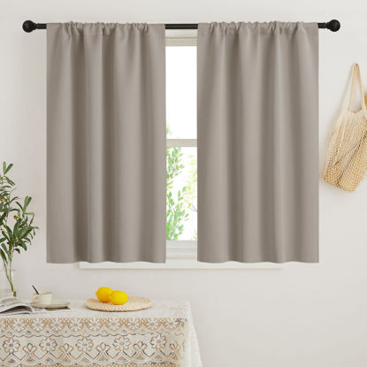 Picture of RYB HOME 45 inch Curtains for Kitchen Room Darkening Privacy Mini Curtain for RV Camper Bathroom Small Window, Width 29 x Length 45 inch, 2 Panels Set, Sand