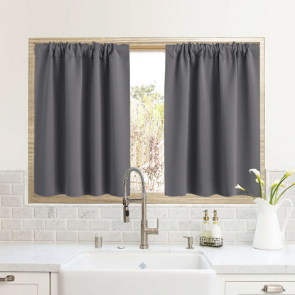 Picture of RYB HOME RV Camper Door Window Curtains -Blackout Privacy Curtains & Drapes for Bathroom Bedroom Kitchen Portable Travel Trailer Small Window Decor, W 34 x L 24, Grey, 2 Panels