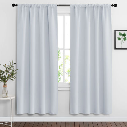 Picture of RYB HOME Room Darkening Curtains Bedroom Window Draperies Sunlight Shades Panels for Kid's Room Dining Room,42 inch Wide x 72 inch Long, Grayish White