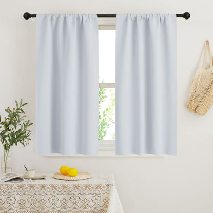 Picture of RYB HOME 45 inch Curtains for Kitchen Room Darkening Privacy Mini Curtain for RV Camper Bathroom Small Window, Width 29 x Length 45 inch, 2 Panels Set, Greyish White