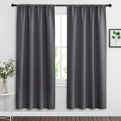 Picture of RYB HOME Living Room Blackout Curtains Gray (42 Width by 72 Length, Grey, 2 Pieces) Window Covering Rod Pocket Top Slot Curtain Panels Privacy Protect Light UV Block for Kids Room Nursery