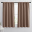Picture of RYB HOME Bedroom Balckout Curtains - Small Window Decoration Solid Insulated Drapes Energy Efficiency Drapes for Kitchen Home Office Dining, Width 42 x Length 45 inch, Mocha, 2 Panels