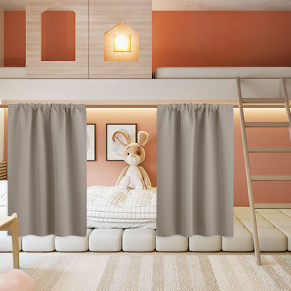 Picture of RYB HOME Small Curtains for Door Windows - Blackout Thermal Insulating Drapes for Home Theatre Bathroom Basement Cafe RV Camper Windows Blinds, Wide 34 x Long 30, Sand, 1 Pair