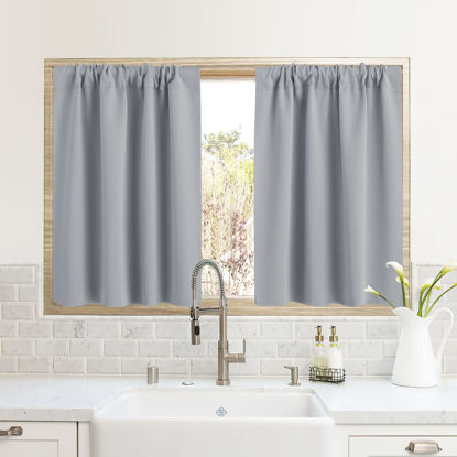 Picture of RYB HOME RV Camper Door Window Curtains -Blackout Privacy Curtains & Drapes for Bathroom Bedroom Kitchen Portable Travel Trailer Small Window Decor, W 34 x L 24, Silver Grey, 2 Panels