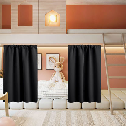 Picture of RYB HOME Small Curtains for Kitchen Window - Blackout Privacy Portable Curtain Set for Bedroom Office Bathroom Basement Garage Storage Enclosure RV Bunk, W 34 x L 30 inch, Black, 2 Pcs