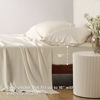 Picture of Bedsure California King Sheet Sets, Cooling Sheets, Rayon Derived from Bamboo, Deep Pocket Up to 16", Breathable & Soft Bed Sheets, Hotel Luxury Silky Bedding Sheets & Pillowcases, Light Beige