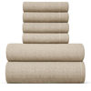 Picture of King 6 Piece Sheet Set - Breathable & Cooling Sheets - Hotel Luxury Sheets - 1 Flat Sheet, 1 Fitted Sheet & 4 Pillowcases - Deep Pocket - Easy Fit, Soft & Wrinkle Free - King Heathered Beige Sheets