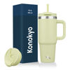 Picture of Konokyo 30 oz Tumbler with Handle and 2 Straws,2 in 1 Lid Insulated Water Bottle Stainless Steel Travel Coffee Mug,Macaron Green