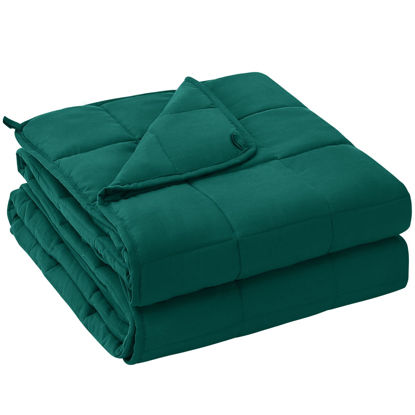 Picture of yescool Weighted Blanket for Adults (15 lbs, 60" x 80", Dark Green) Cooling Heavy Blanket for Sleeping Perfect for 140-160 lbs, Queen Size Breathable Blanket with Premium Glass Bead, Machine Washable