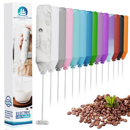 Picture of Powerful Milk Frother Handheld Foam Maker, Mini Whisk Drink Mixer for Coffee, Cappuccino, Latte, Matcha, Hot Chocolate, No Stand, Marble