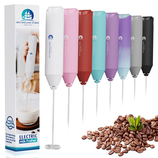 Picture of Powerful Milk Frother Handheld Foam Maker, Mini Whisk Drink Mixer for Coffee, Cappuccino, Latte, Matcha, Hot Chocolate, No Stand, White