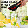 Picture of Zulay Metal 2-In-1 Lemon Squeezer Manual - Sturdy, Max Extraction Hand Juicer Lemon Squeezer Gets Every Last Drop - Easy to Clean Manual Citrus Juicer - Easy-to-Use Lemon Juicer Squeezer - Black/Red