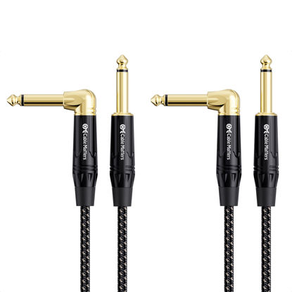 Picture of Cable Matters 2 Pack 1/4 Inch TS Straight to Right Angle Guitar Cable 15 ft, 1/4 Instrument Cable