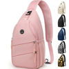 Picture of Pritent Crossbody Bags for Women Men Trendy Sling Bag Bakpack Casual Chest Bag with Convertible Shoulder Strap Travel Cross Body Bag for Hiking Traveling Outdoors(Pink)