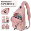 Picture of Pritent Crossbody Bags for Women Men Trendy Sling Bag Bakpack Casual Chest Bag with Convertible Shoulder Strap Travel Cross Body Bag for Hiking Traveling Outdoors(Pink)