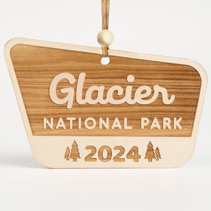 Picture of Wood National Park Ornaments, Glacier Park Ornament, USA National Park Gifts for Travelers, Adventurers, Christmas National Parks Decor for Christmas Tree, 2024 Keepsake, Gifts for Hiking Lovers