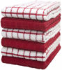 Picture of Kitchen Towels 16"x 28" | Dish Towels | Kitchen Hand Towels | Large Dishcloths Set | Highly Absorbent Tea Towel, Soft with Hanging Loop | Natural Ring Spun Cotton, 380 GSM | Red Check Design - 6 Pack