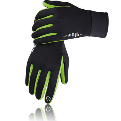 Picture of SIMARI Kids Winter Gloves with Touchscreen, Warm Thermal, Water-Resistant, Windproof for Boys Girls Toddler, Gloves for Cold Weather Running Cycling Snow Skiing Hiking Football Rugby Camping, Green