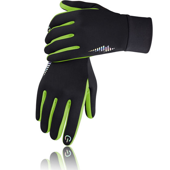 Picture of SIMARI Kids Winter Gloves with Touchscreen, Warm Thermal, Water-Resistant, Windproof for Boys Girls Toddler, Gloves for Cold Weather Running Cycling Snow Skiing Hiking Football Rugby Camping, Green