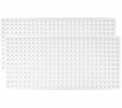 Picture of Gorilla Grip Patented Bath Tub Shower Mat, 2 Pack, 35"x16" Washable Bathtub Floor Mats, Suction Cups and Drain Holes to Keep Tubs Clean, Clear