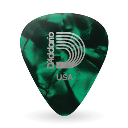 Picture of D'Addario Celluloid Guitar Picks - Guitar Accessories - Guitar Picks for Acoustic Guitar, Electric Guitar, Bass Guitar - Natural Feel, Warm Tone - Green, Light 0.50mm, 10-pack