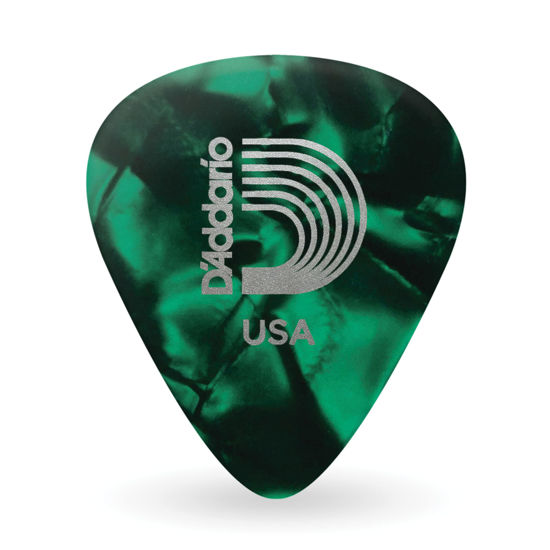 Picture of D'Addario Celluloid Guitar Picks - Guitar Accessories - Guitar Picks for Acoustic Guitar, Electric Guitar, Bass Guitar - Natural Feel, Warm Tone - Green, Light 0.50mm, 10-pack
