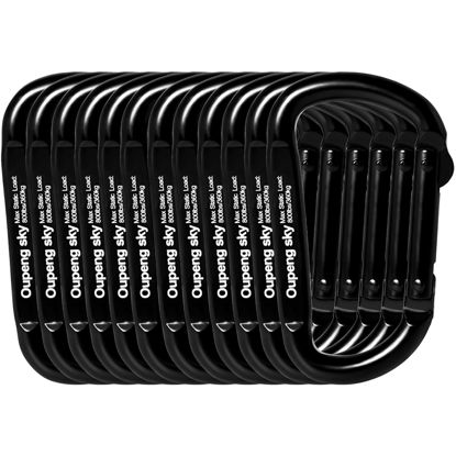 Picture of 12PCS Carabiner Clip - Heavy Duty Iron Carabiners 800lbs Carabeaner D Ring Shape,Caribeener Key Chain Clip Hook,Keychain Clip,Multipurpose for Camping, Hiking,Backpacking or Other Outdoor Activities.