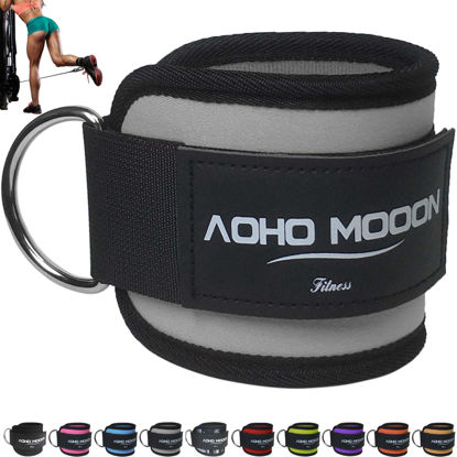 Picture of AOHO MOOON Comfortable Adjustable Ankle Straps for Cable Machines Women, Gym Workout Leg Straps, Ankle Cuffs for Glute Workouts, Foot Straps for Kickback, One Size Fit All with D Ring