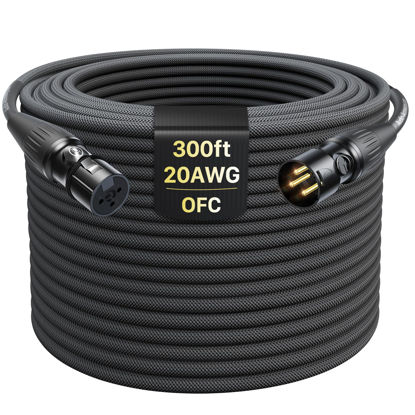 Picture of XLR Cables 300ft 1 Pack, Professional Gold-Plated Rean Connectors from Neutrik, Kevlar-Reinforced Nylon Braided XLR Microphone Cable, Mic Cable, Durable Shielded and Balanced XLR Male to Female Cord