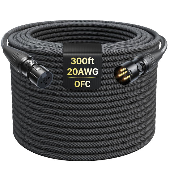 Picture of XLR Cables 300ft 1 Pack, Professional Gold-Plated Rean Connectors from Neutrik, Kevlar-Reinforced Nylon Braided XLR Microphone Cable, Mic Cable, Durable Shielded and Balanced XLR Male to Female Cord