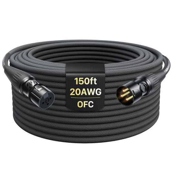 Picture of XLR Cables 150ft 1 Pack, Professional Gold-Plated Rean Connectors from Neutrik, Kevlar-Reinforced Nylon Braided XLR Microphone Cable, Mic Cable, Durable Shielded and Balanced XLR Male to Female Cord