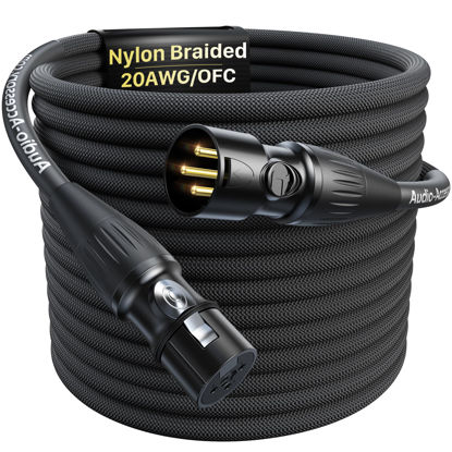 Picture of XLR Cables 25ft 1 Pack, Professional Gold-Plated Rean Connectors from Neutrik, Kevlar-Reinforced Nylon Braided XLR Microphone Cable, Mic Cable, Durable Shielded and Balanced XLR Male to Female Cord