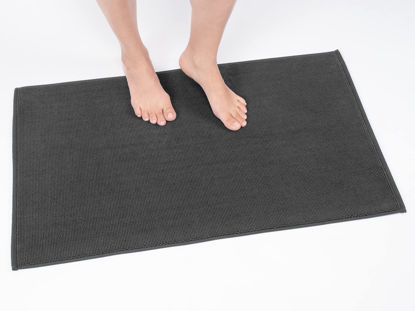 Picture of Cotton Paradise 100% Cotton Non Slip Bath Mats for Bathroom, 17x24 inch Soft Absorbent Quick Dry Machine Washable Floor Bath Mat, Dark Gray Bath Rug