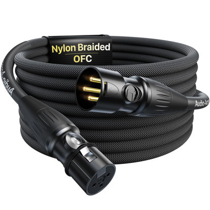 Picture of XLR Cables 10ft 1 Pack, Professional Gold-Plated Rean Connectors from Neutrik, Kevlar-Reinforced Nylon Braided XLR Microphone Cable, Mic Cable, Durable Shielded and Balanced XLR Male to Female Cord